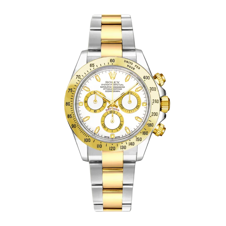 Rolex Daytona Yellow Gold & Steel White Dial 116523-0040 Mens 40mm