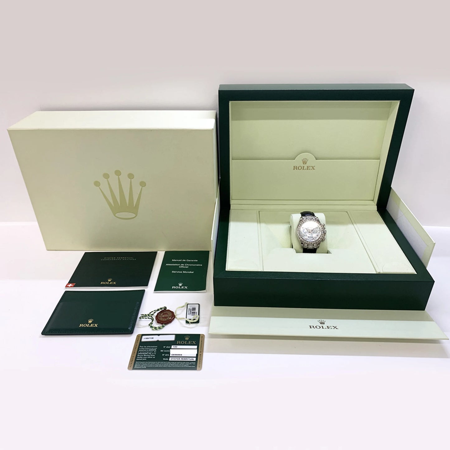 Rolex Daytona White Gold Diamond Mother of Pearl Dial 116599RBR Mens 40mm