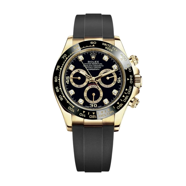 Rolex Daytona Yellow Gold Oysterflex Black Dial 116518LN-0046 Mens 40mm