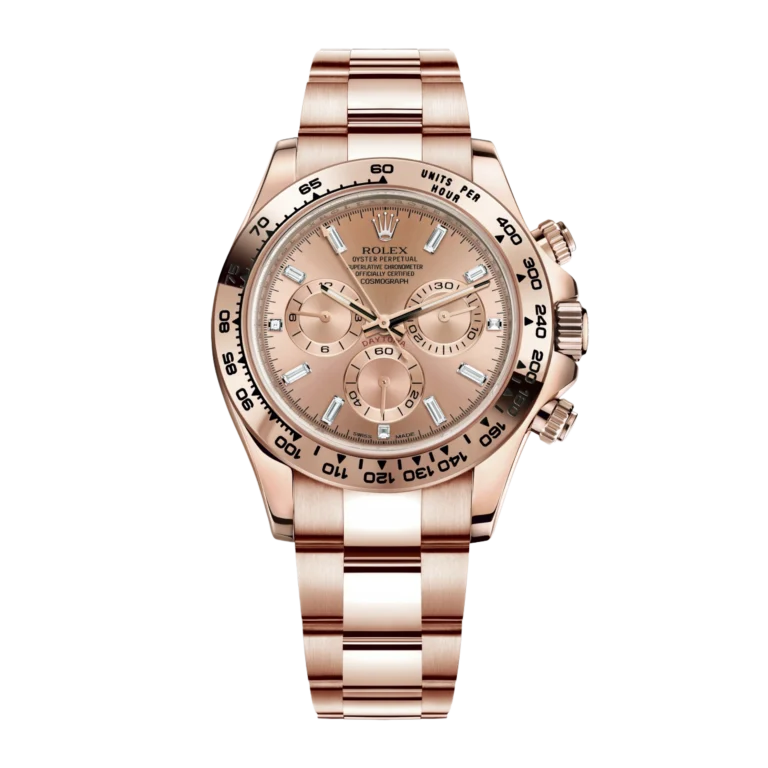 Rolex Daytona Rose Gold Baguette Pink Dial 116505-0006 Mens 40mm
