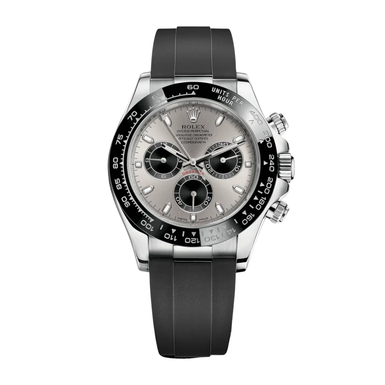 Rolex Daytona White Gold Oysterflex Silver Dial 116519LN-0027 Mens 40mm