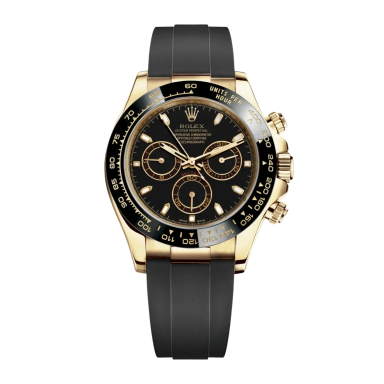 Rolex Daytona Yellow Gold Oysterflex Black Dial 116518LN-0035 Mens 40mm