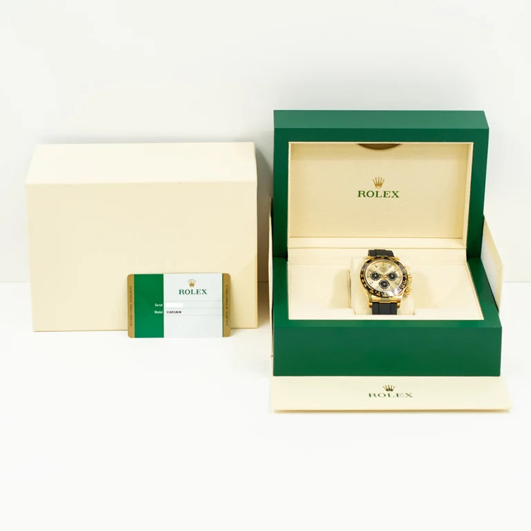 Rolex Daytona Yellow Gold Oysterflex Champagne Dial 116518LN-0040 Mens 40mm