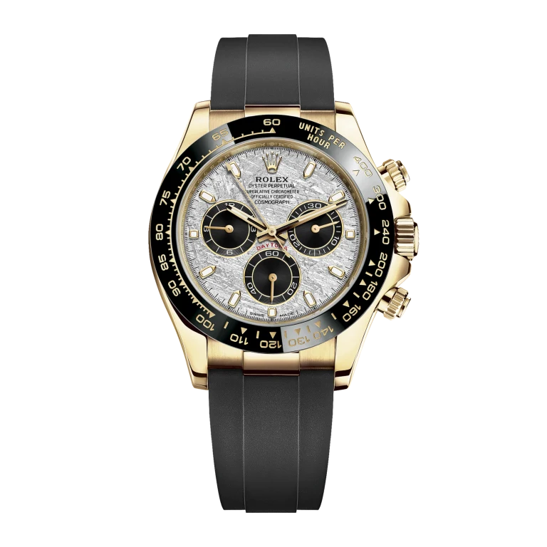 Rolex Daytona Yellow Gold Oysterflex Meteorite Dial 116518LN-0076 Mens 40mm