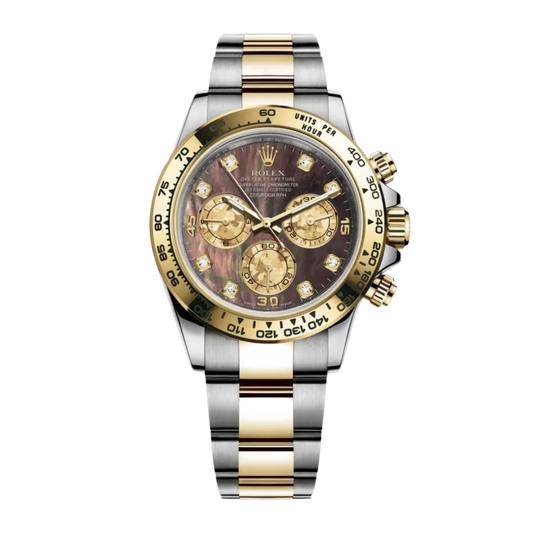 Rolex Daytona Yellow Gold & Steel Black Mother of Pearl Dial 116503-0009 Mens 40mm