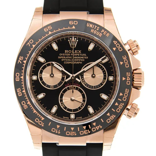 Rolex Daytona Rose Gold Oysterflex Black Dial 116515LN-0017 Mens 40mm