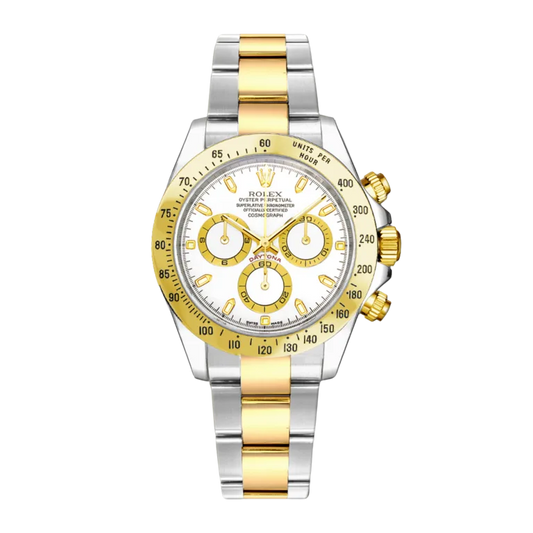 Rolex Daytona Yellow Gold & Steel White Dial 116523-0040 Mens 40mm