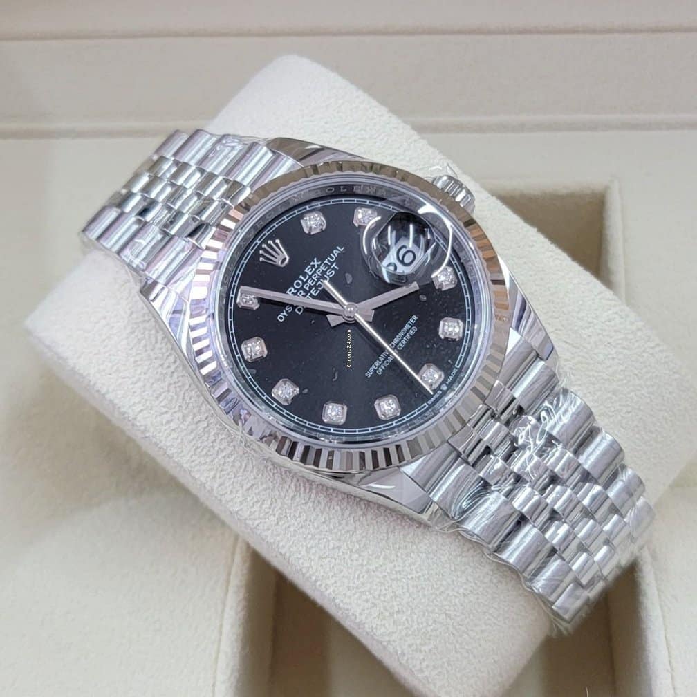 Rolex Datejust 36 Black Stick Dial Jubilee 2022 Ladies 36MM