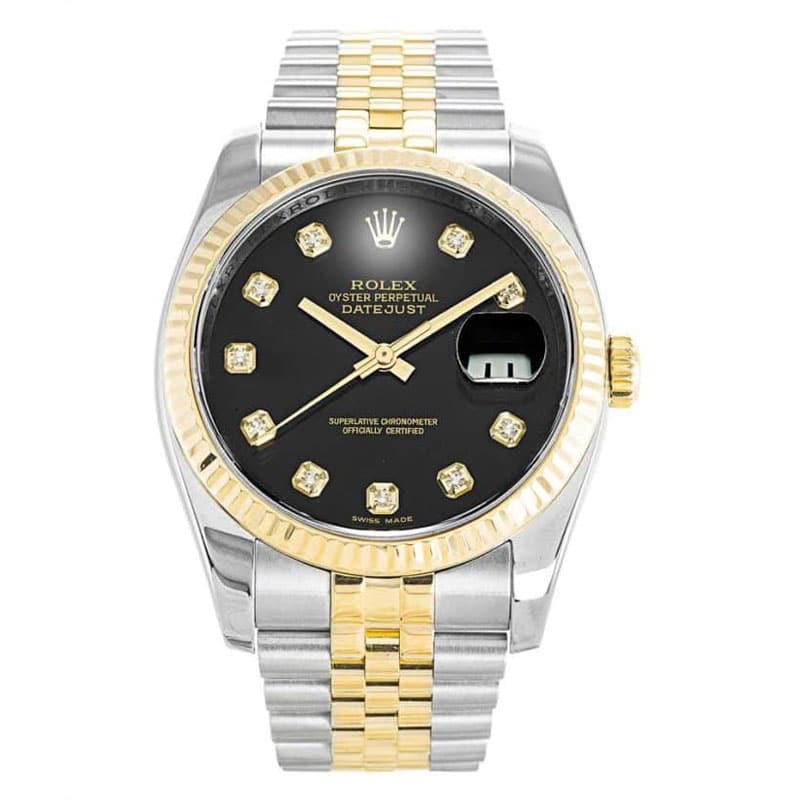 Rolex Datejust 116233 Two Tone Black Mens 36MM