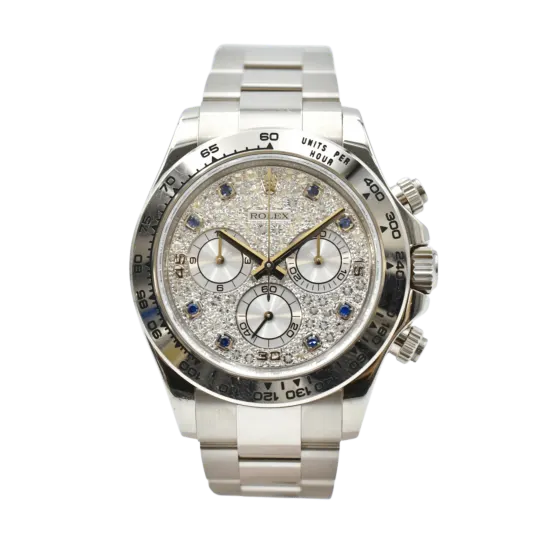Rolex Daytona White Gold Pave Dial 116509 Pave Sapphire Mens 40mm