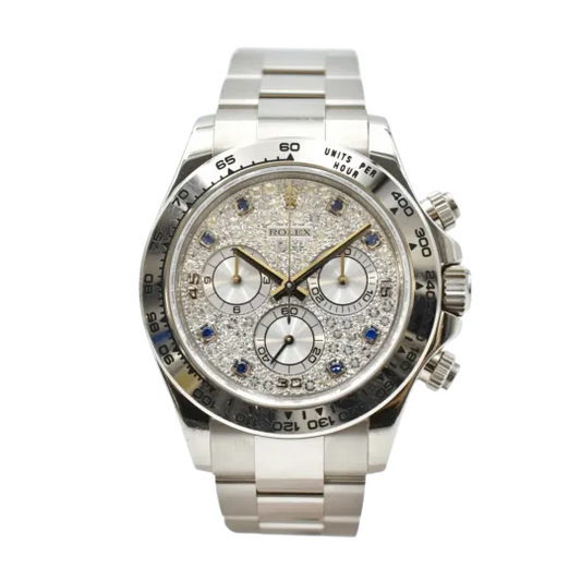 Rolex Daytona White Gold Pave Dial 116509 Pave Sapphire Mens 40mm