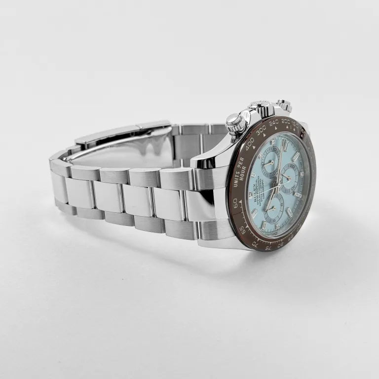 Rolex Daytona Platinum Baguette Ice Blue Dial 116506-0002 Mens 40mm