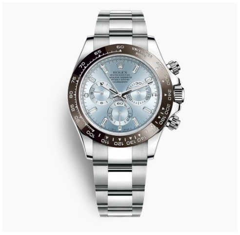 Rolex Daytona Platinum Baguette Ice Blue Dial 116506-0002 Mens 40mm