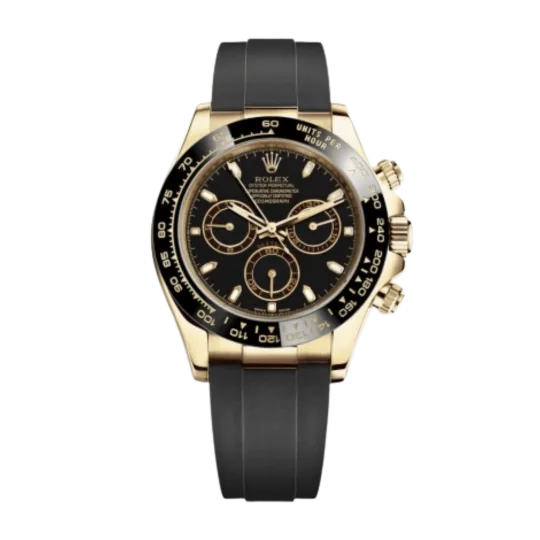 Rolex Daytona  Yellow Gold Oysterflex Black Dial 116518LN-0043 Mens 40mm