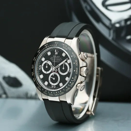 Rolex Daytona White Gold Oysterflex Black Dial 116519LN-0022 Mens 40mm