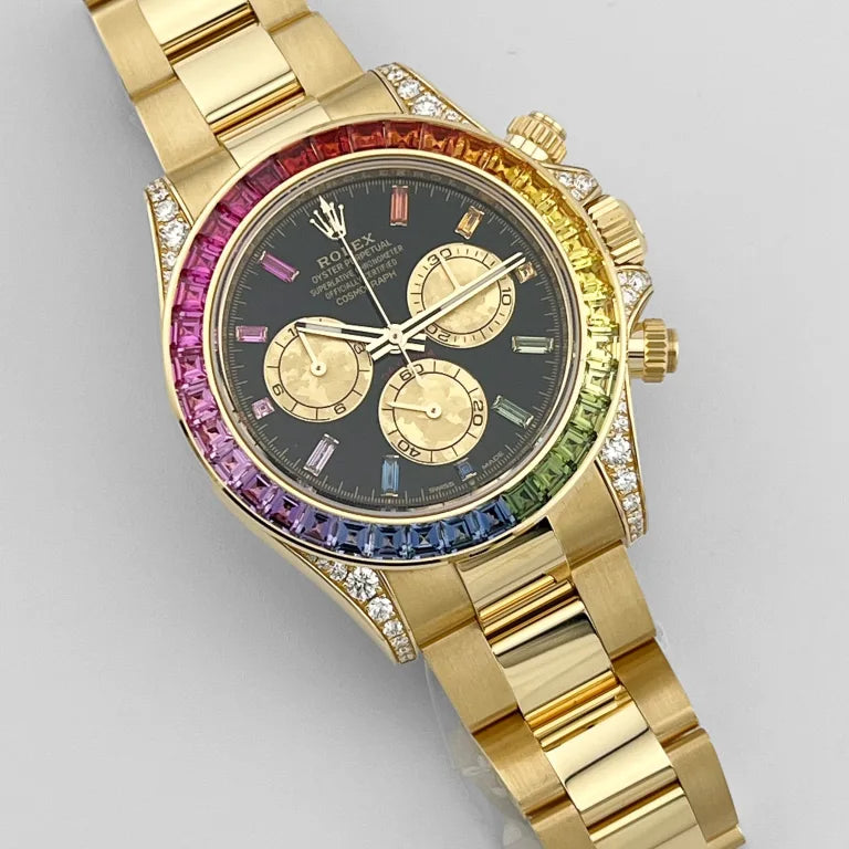 Rolex Daytona Yellow Gold Rainbow Black Dial 126598RBOW Mens 40mm