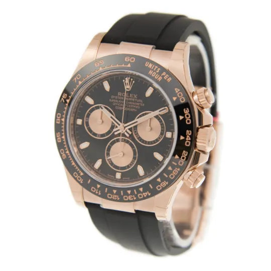 Rolex Daytona Rose Gold Oysterflex Black Dial 116515LN-0017 Mens 40mm