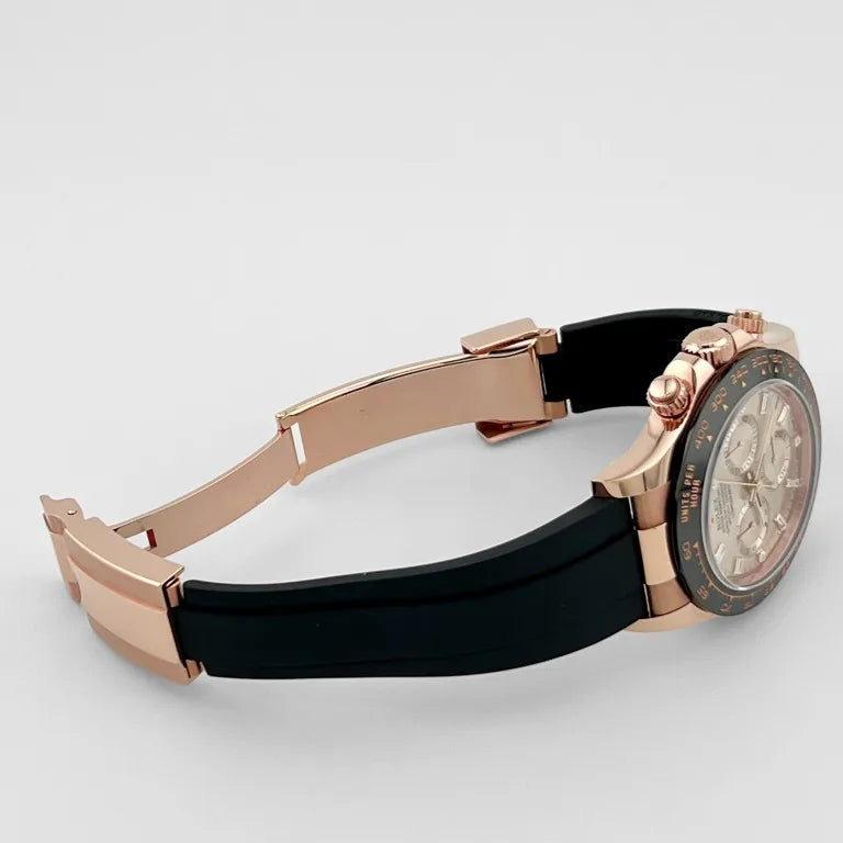 Rolex Daytona Rose Gold Baguette Oysterflex Pink Dial 116515LN-0021 Mens 40mm