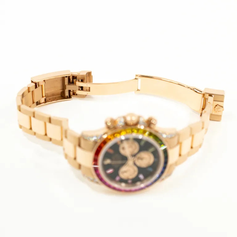 Rolex Daytona Rose Gold Rainbow Black Dial 116595RBOW-0001 Mens 40mm