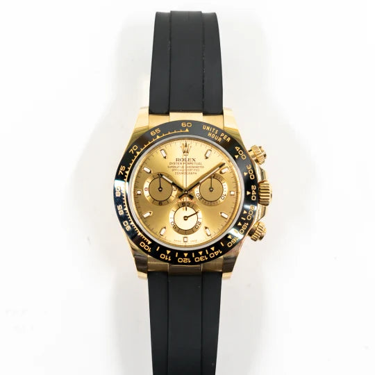 Rolex Daytona Yellow Gold Oysterflex Champagne Dial 116518LN-0042 Mens 40mm