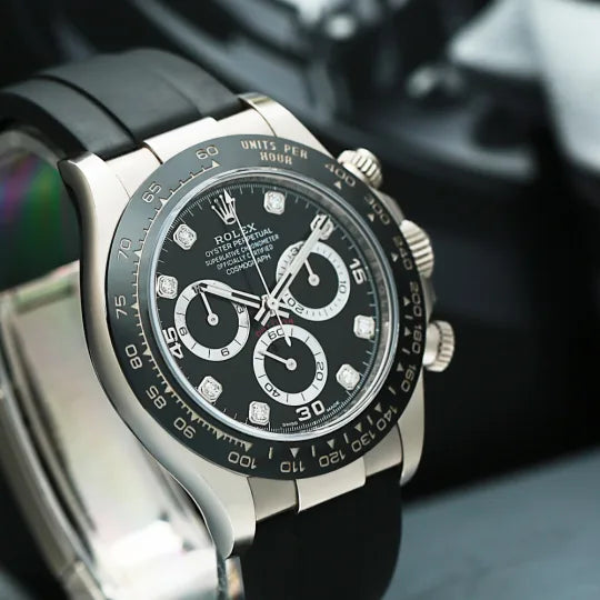 Rolex Daytona White Gold Oysterflex Black Dial 116519LN-0022 Mens 40mm