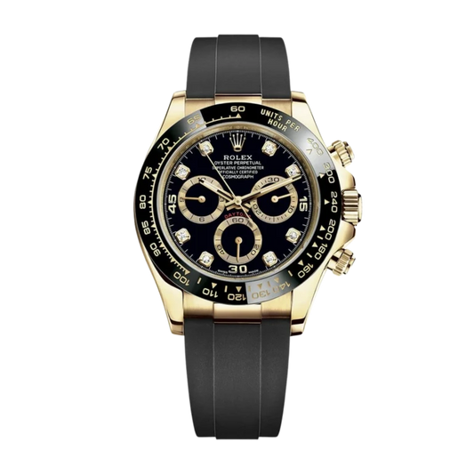 Rolex Daytona Yellow Gold Oysterflex Black Dial 116518LN-0046 Mens 40mm