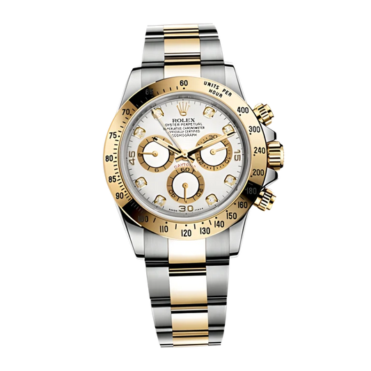 Rolex Daytona Yellow Gold & Steel White Dial 116523-0057 Mens 40mm