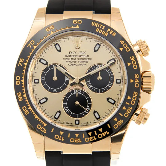 Rolex Daytona Yellow Gold Oysterflex Champagne Dial 116518LN-0048 Mens 40mm