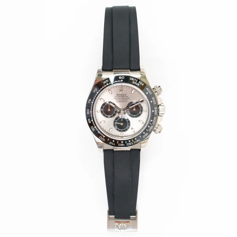 Rolex Daytona White Gold Oysterflex Silver Dial 116519LN-0024 Mens 40mm