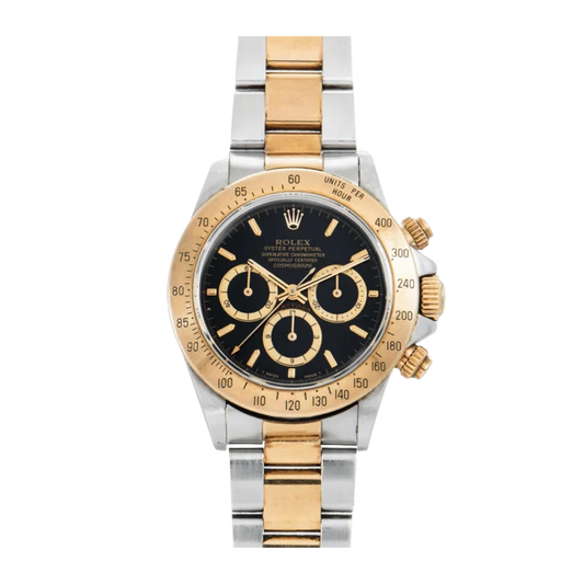 Rolex Vintage Daytona Yellow Gold & Steel Black Dial 16523 Black Mens 40mm