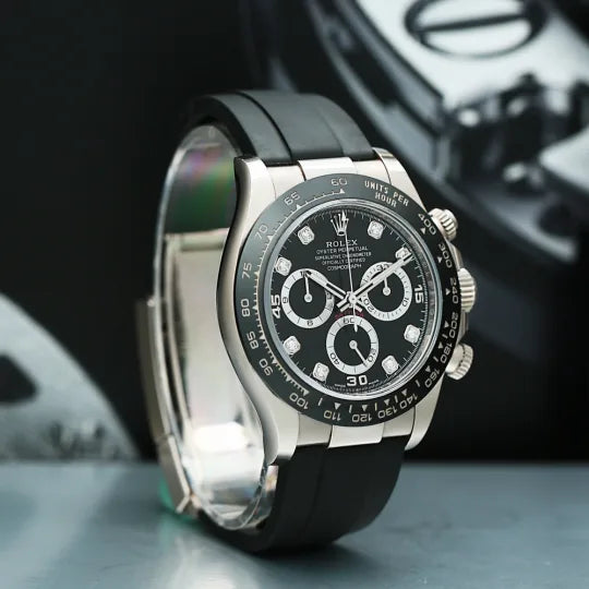 Rolex Daytona White Gold Oysterflex Black Dial 116519LN-0022 Mens 40mm