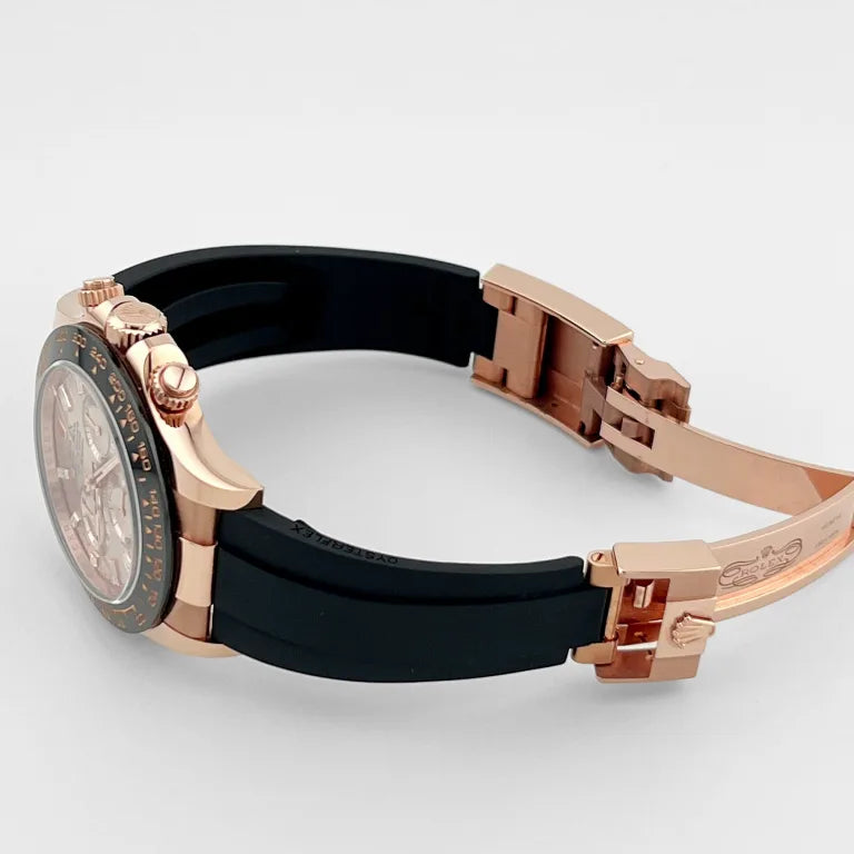 Rolex Daytona Rose Gold Baguette Oysterflex Pink Dial 116515LN-0021 Mens 40mm