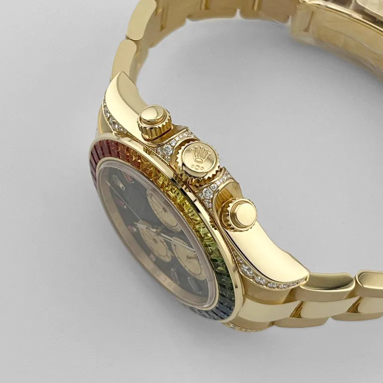 Rolex Daytona Yellow Gold Rainbow Black Dial 126598RBOW Mens 40mm