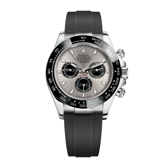 Rolex Daytona White Gold Oysterflex Silver Dial 116519LN-0024 Mens 40mm