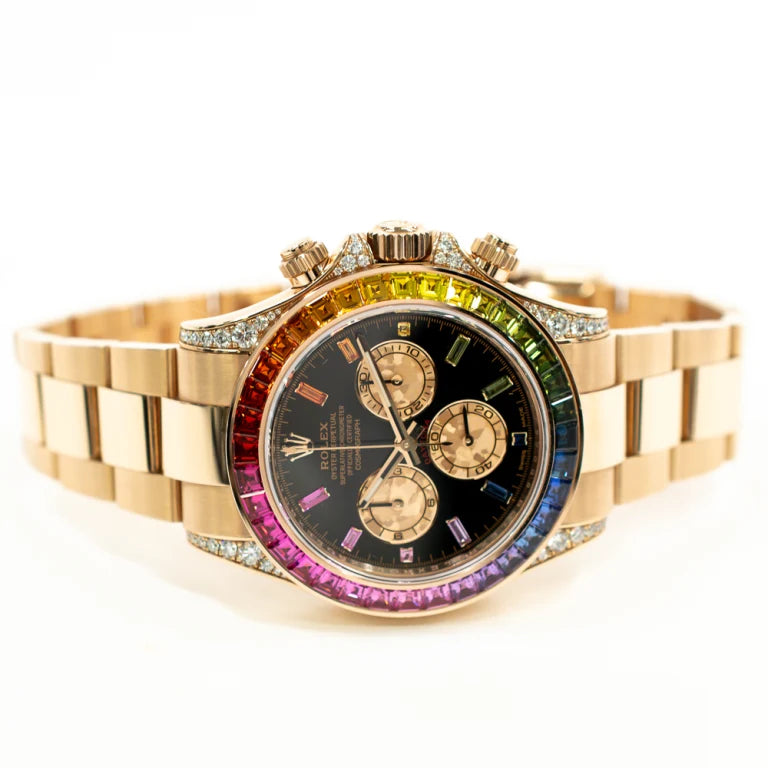 Rolex Daytona Rose Gold Rainbow Black Dial 116595RBOW-0001 Mens 40mm