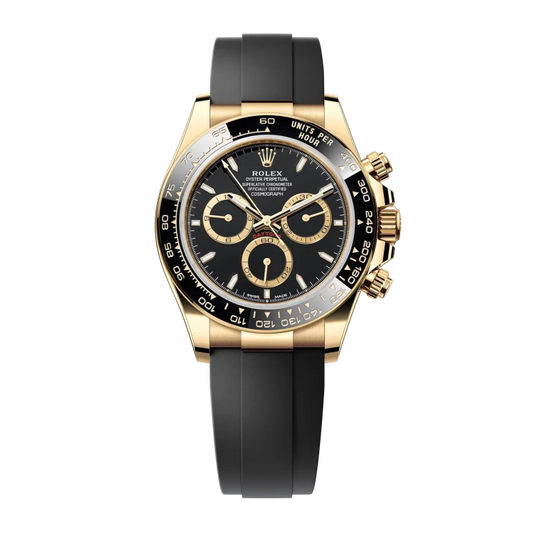 Rolex Daytona Yellow Gold Oysterflex Black Dial 126518LN-0008 Mens 40mm