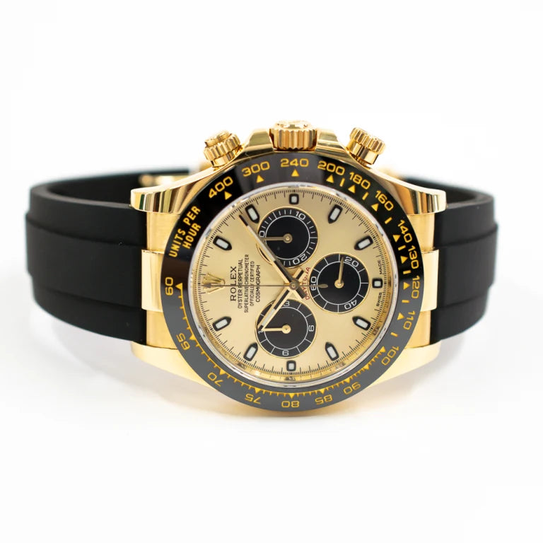 Rolex Daytona Yellow Gold Oysterflex Champagne Dial 116518LN-0040 Mens 40mm