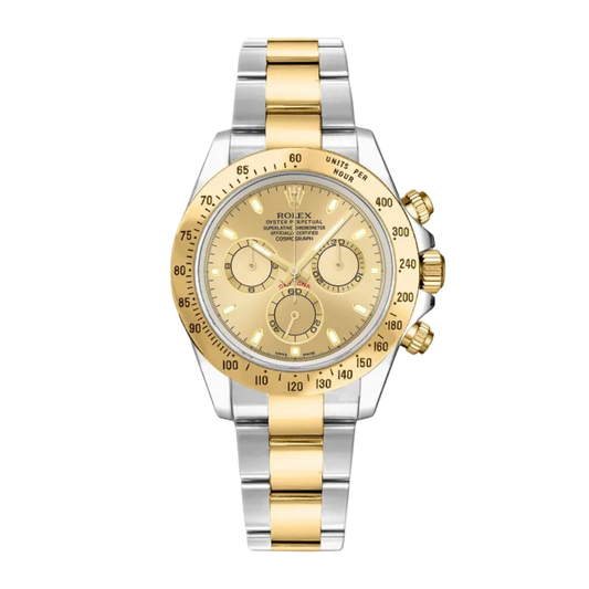 Rolex Daytona Yellow Gold & Steel Champagne Dial 116523-0042 Mens 40mm