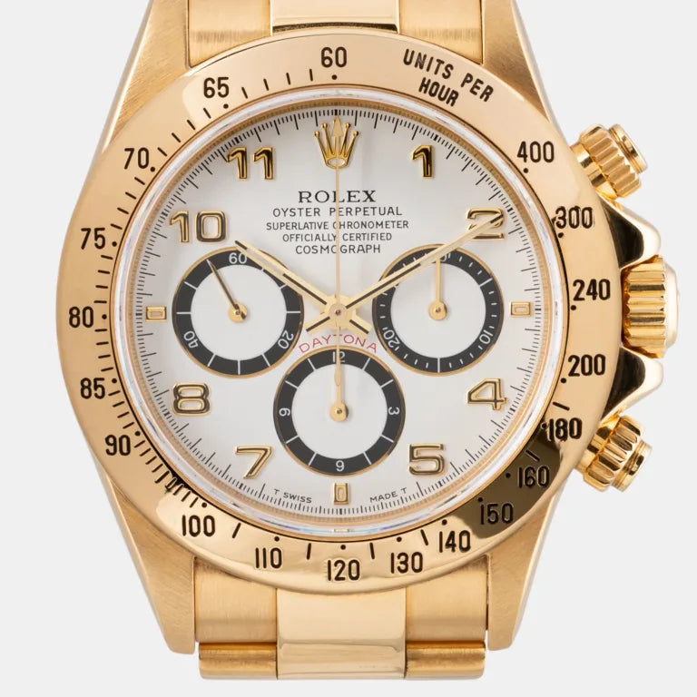 Rolex Daytona Yellow Gold White Dial 16528 Mens 40mm