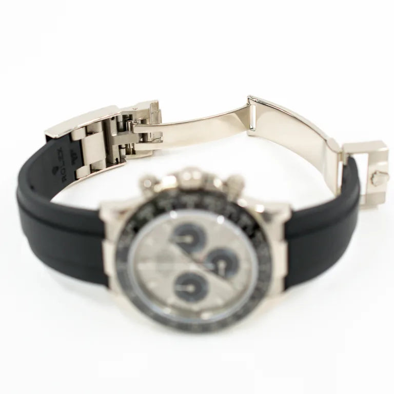 Rolex Daytona White Gold Oysterflex Silver Dial 116519LN-0024 Mens 40mm