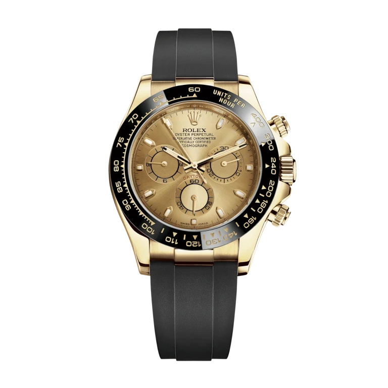 Rolex Daytona Yellow Gold Oysterflex Champagne Dial 116518LN-0042 Mens 40mm