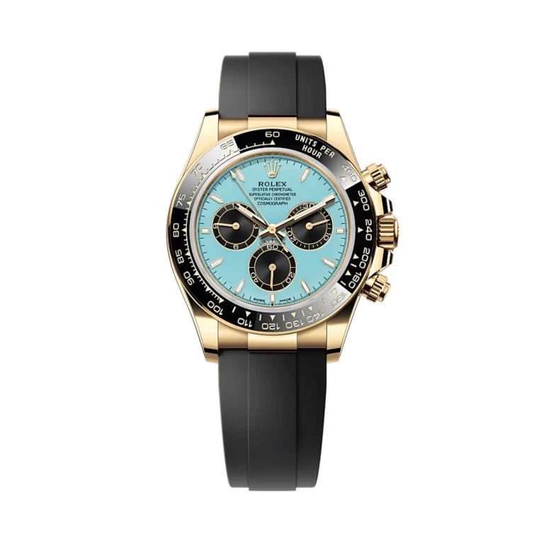 Rolex Daytona Yellow Gold Oysterflex Turquoise Dial 126518LN-0014 Mens 40mm