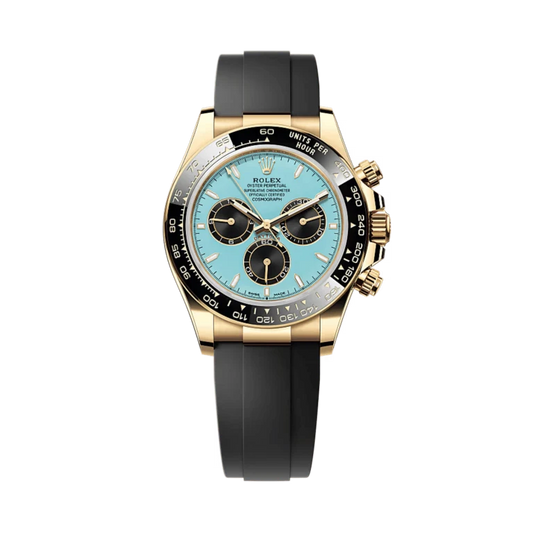 Rolex Daytona Yellow Gold Oysterflex Turquoise Dial 126518LN-0014 Mens 40mm