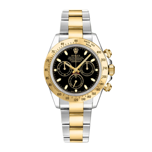 Rolex Daytona Yellow Gold & Steel Black Dial 116523-0039 Mens 40mm