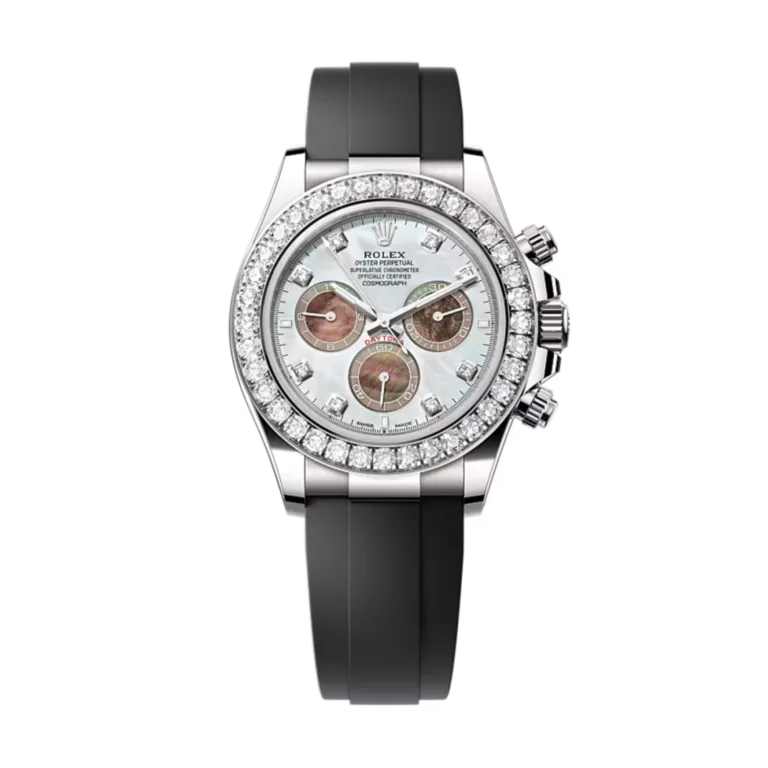 Rolex Daytona White Gold Diamond Oysterflex Mother of Pearl Dial 126589RBR-0001 Mens 40mm