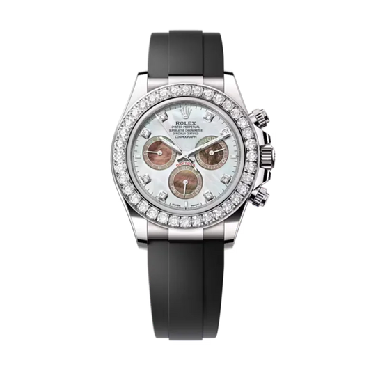 Rolex Daytona White Gold Diamond Oysterflex Mother of Pearl Dial 126589RBR-0001 Mens 40mm